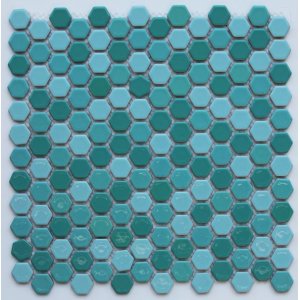 画像: ヘキサゴン（六角）モザイク　６０６水浅葱ミックス