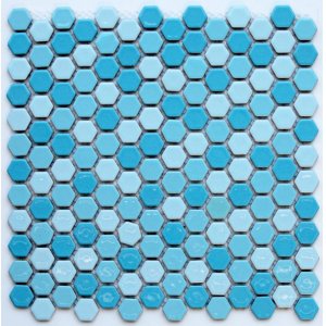 画像: ヘキサゴン（六角）モザイク　６０７水色ミックス